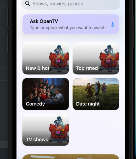 OpenTV Tracker artwork-led discovery categories and recommendation assistant